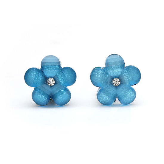 Blaue Blumen mit Strassstein und Kristalleffekt