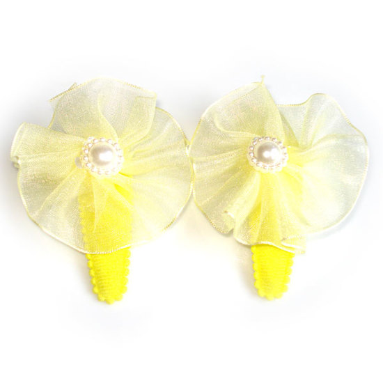 Gelbe Organdy Blumen Haarspangen (1 Paar)