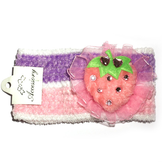 Rosa-violett gestreiftes Haarband mit Erdbeere