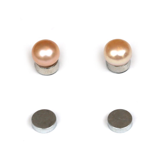 Pfirsichfarbene Perlen aus Süßwasserkultur in button Form, 7-7,5mm, Qualität AA