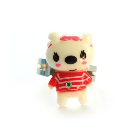 Weißer Bär in rotem, gestreiftem Hemd verstel